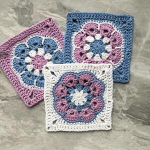 Crochet Pattern Granny Square African Flower, Easy Beginner Floral Motif for Blanket Bag Cardigan image 6