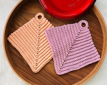 Patroon gehaakt pannenlap: eenvoudig keukenvaatdoek voor beginners (voorwaarden voor de VS en het VK)
