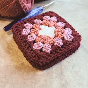 Easy Granny Square Crochet Pattern, Beginner Simple Basic motif cardigan, afghan, bag, blanket, gift image 6
