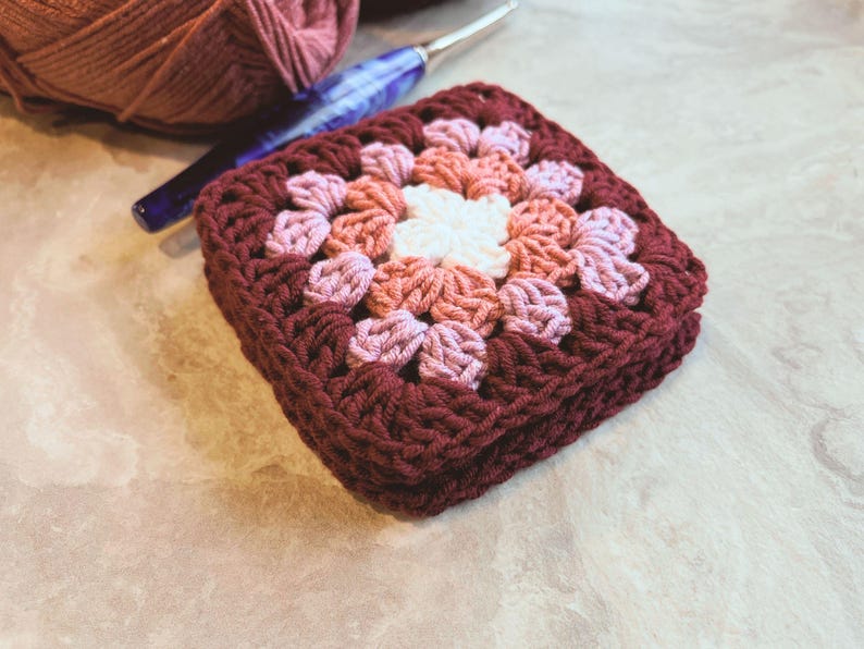 Easy Granny Square Crochet Pattern, Beginner Simple Basic motif cardigan, afghan, bag, blanket, gift image 6