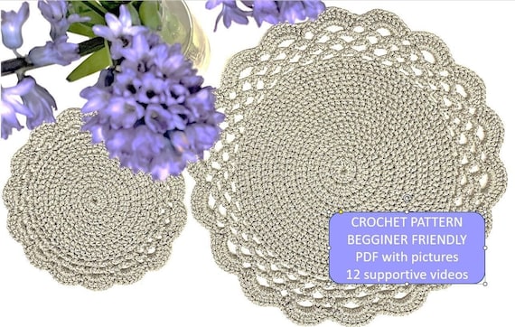 Placemat Crochet Pattern Drink Coaster DIY Mothers day gift Japandi table decor Beginner crochet tutorial Wedding decorations Housewarming