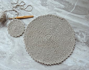 Easy Crochet Placemat Pattern, Beginner Round Mug Coaster (PDF Pattern)