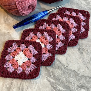 Easy Granny Square Crochet Pattern, Beginner Simple Basic motif cardigan, afghan, bag, blanket, gift image 1