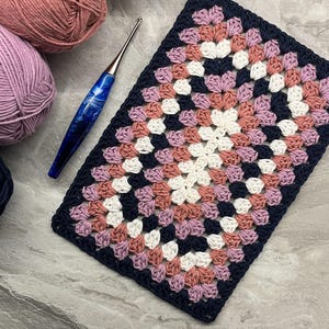 Easy Granny Square Crochet Pattern Rectangular for Beginners Simple Basic classic pattern Crochet blanket Placemat Coaster Christmas Gift