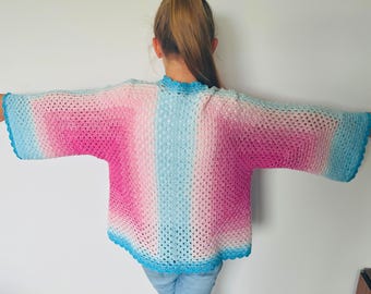 Hexagon Cardigan Crochet Pattern – Granny Square Sweater, S-5XL (PDF Pattern)