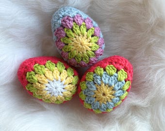 Easter Egg Ornament Crochet Pattern, Easy Granny Square decoration (PDF Pattern)