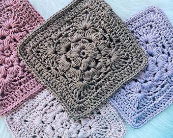 Sunburst Granny Square Crochet Pattern Flower Floral Easy Beginner motif blanket bag cardigan scarf DIY craft Unique Gift for Mom Christmas