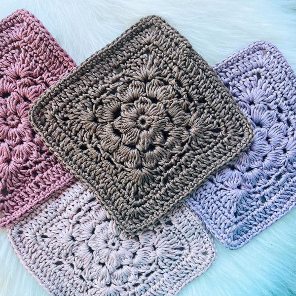 Sunburst Granny Square Crochet Pattern Flower Floral Easy Beginner motif blanket bag cardigan scarf DIY craft Unique Gift for Mom Christmas