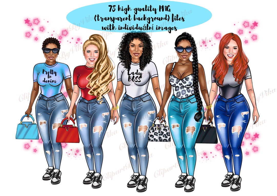 Denim Girl Clipart Black Woman Clipart Fashion Clipart Girl Black Denim Girl Clipart Black Woman Clipart Fashion Clipart Girl Black