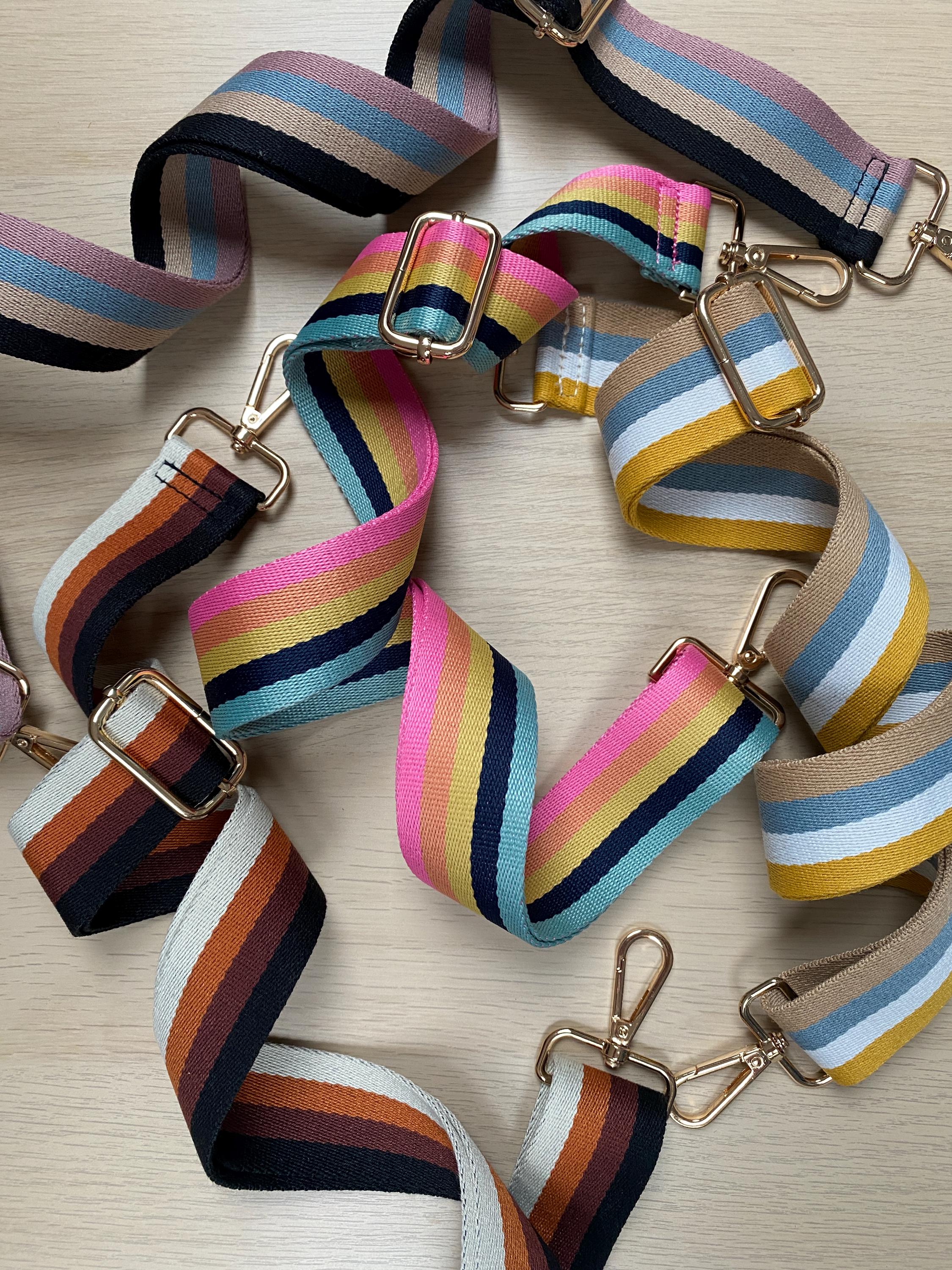 Striped Cotton Bag Strap: Adjustable Crossbody Webbing Strap