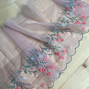 Ruban de tulle rose fleurs mignonnes, ruban large, tulles brodés, travaux manuels, accessoires de bricolage