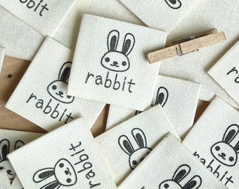 Etiquettes en tissu de lapin faites main : étiquettes à coudre, étiquette en coton, étiquette en coton