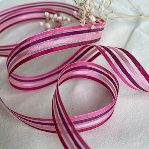 Ruban transparent à rayures roses, ruban de sangle, ruban transparent, artisanat, bricolage