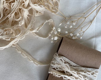 Natural Cotton Lace Ribbon: Vintage Style Sewing Trimming (1cm)