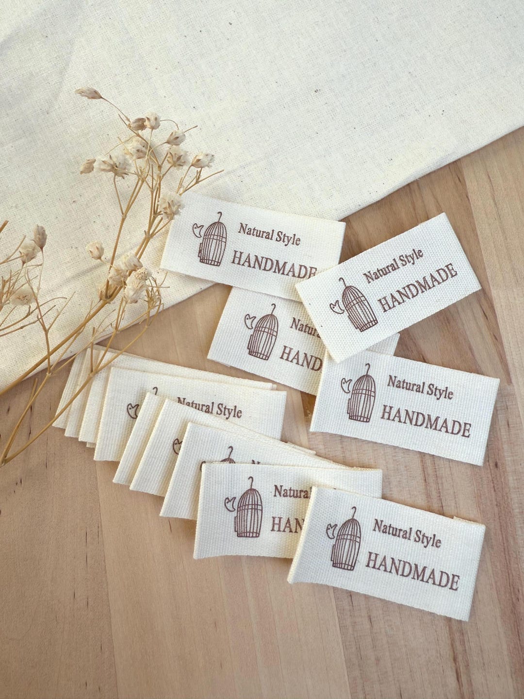 Handmade Cotton 'cage & Bird' Sewing Labels: Fabric Tags - Etsy