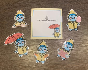 Drizzle The Raindrop Sticker Pack  2.0 (Memo pad add on option) (Glossy or Holographic)