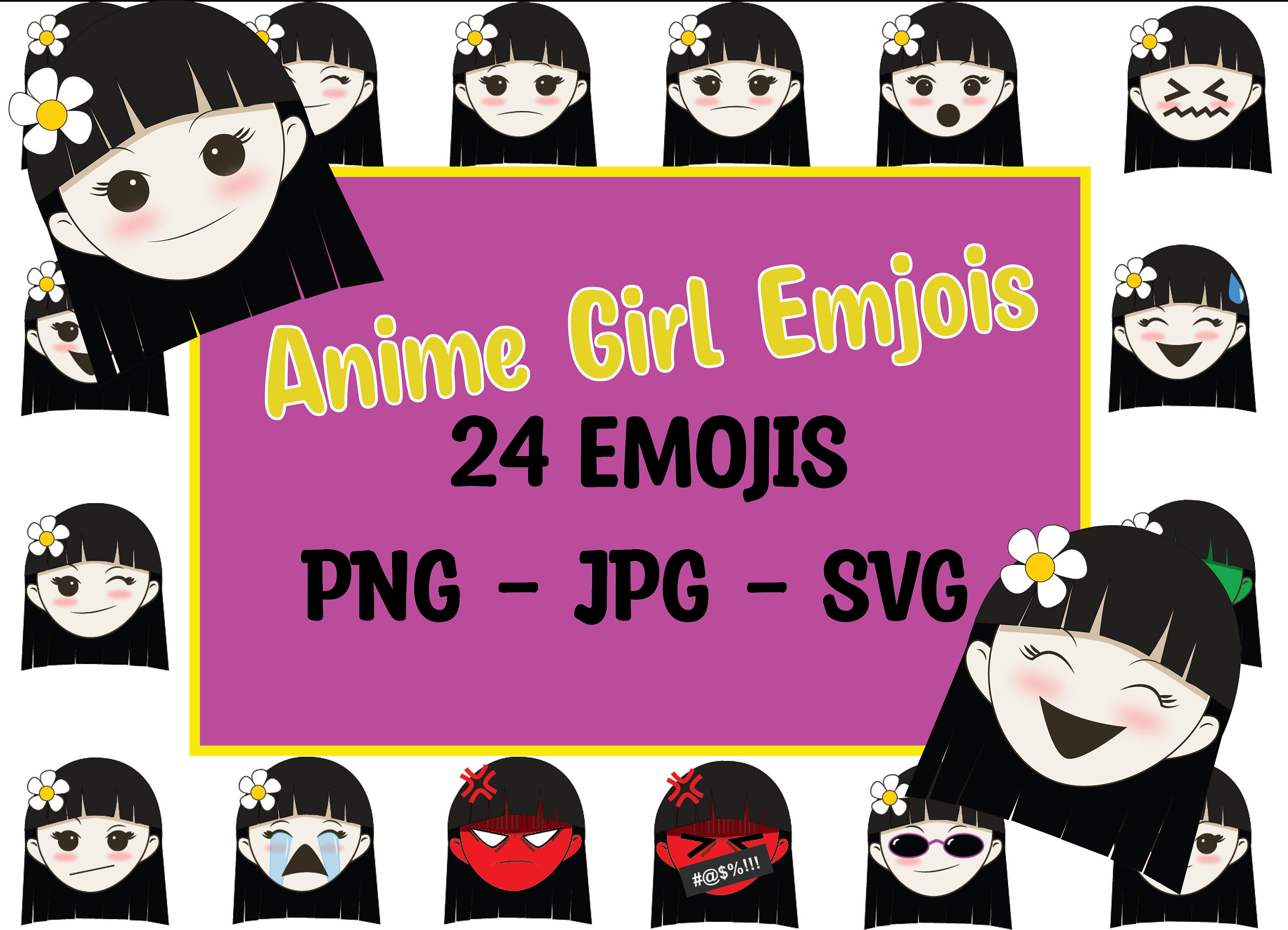 Anime girl emoji in png format on Craiyon