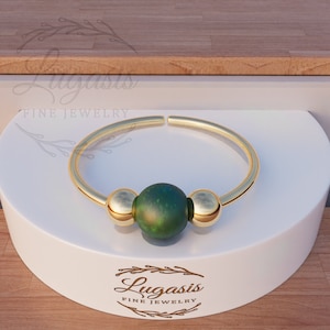 20 Guage Gold Piercing Hoop - Dark Green Opal 14k Gold Filled Cartilage Earring