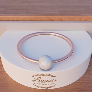 20 Gauge Rose Gold Filled Helix White Opal Cartilage Nose Ring - with 8-9mm Hoop Diameter