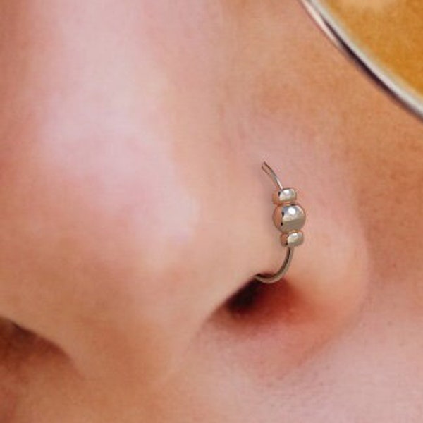 Handmade Fake Nose Ring with Rose Gold Filled -Thin 24 Gauge Non Piercing Jewelry 7-8mm Diameter Clip On Nose Ring