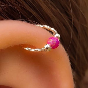 purple Opal Helix Piercing Earring - 14k Gold Filled Cartilage Earrings ring,Opal Helix piercings cartilage Hoop Ear Jewelry