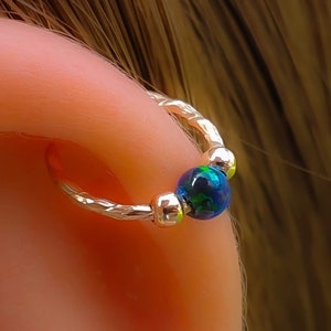 Opal Cartilage Earring Hoop - 20 Gauge 14k Gold Filled Cartilage Earrings ring,Opal Helix piercing Hoops Helix Jewelry