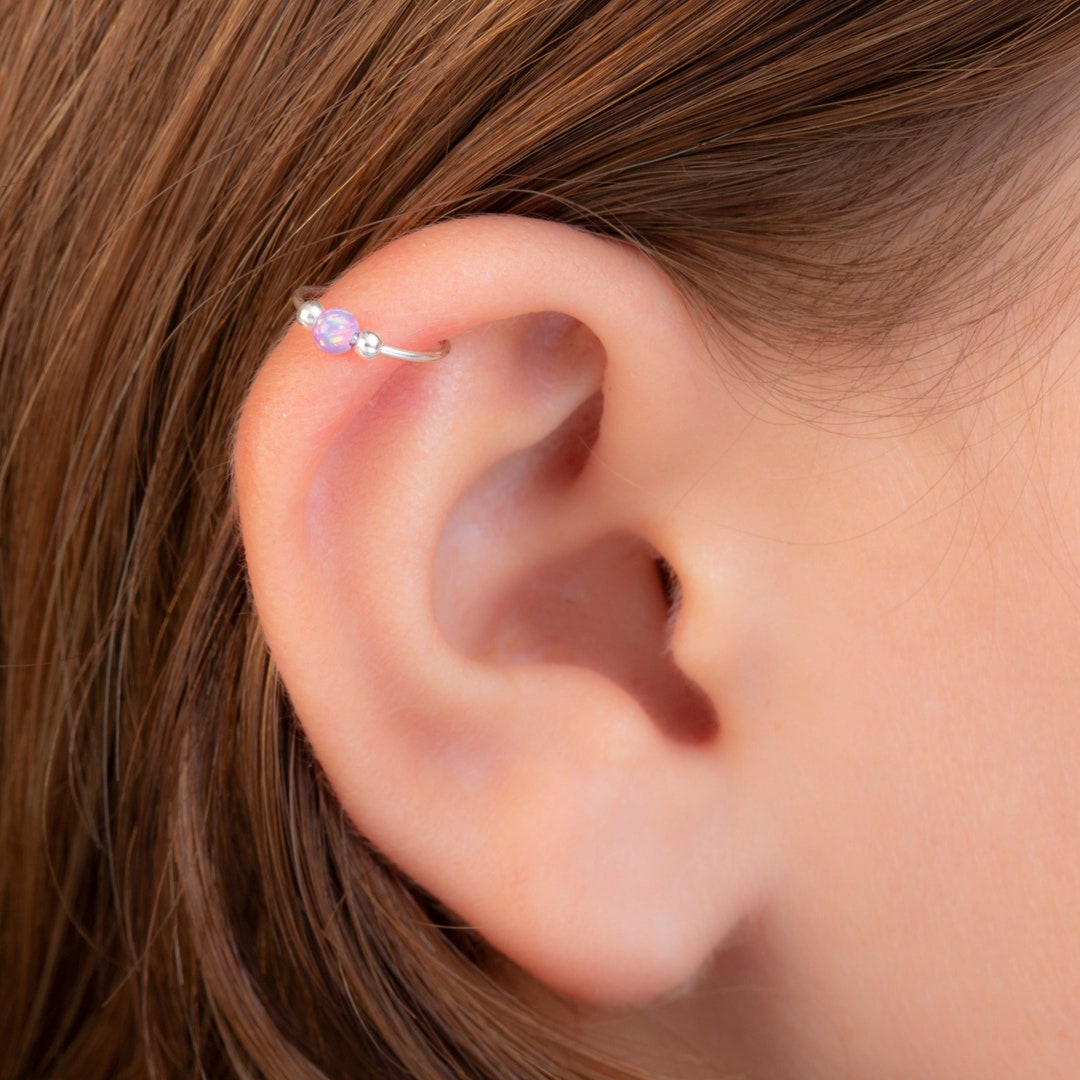 【公式サイト】正規ブランド品通販 Opal Pink Hoop, Helix Silver Opal Silver Earring Cartilage アクセサリー
