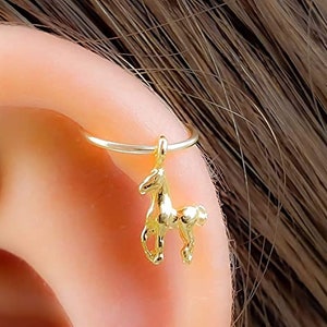 20G Tiny Gold Filled Horse Cartilage Earring 8mm Horse Earring, 14k Gold Filled Horse Helix Hoop piercing colt, foal Jewelry