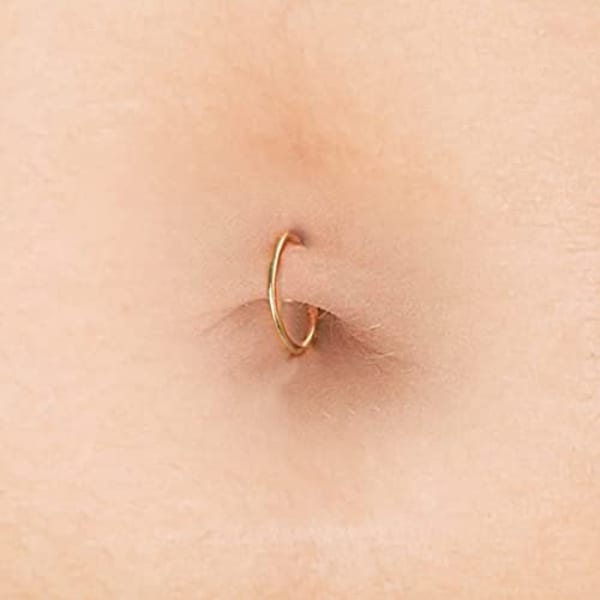 Gold Belly Ring Hoop For Women - 14K Gold Filled 20 Gauge Thin Belly Piercings
