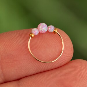 Opal Hoop Earring Piercing - 24G 8MM 14k Gold Filled Cartilage Earrings ring,Opal  piercing Hoop cartilage Jewelry