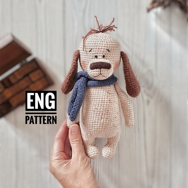 PDF Dog Crochet Pattern, DIY Plush Puppy Toy, Easy Amigurumi Crocheted Dog Pattern, How To Crochet Stuffed Animal, English crochet pattern