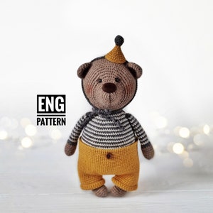 PDF Bear crochet pattern, Amigurumi bear pattern, Сircus bear, English crochet pattern pdf, Crochet BEAR pattern, Crochet bear tutorial