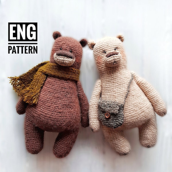 Crochet Bear PATTERN PDF in ENGLISH, Bear and She-Bear Crochet Pattern "2 in 1", Pattern by Mishinsy