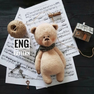 Modello orso all'uncinetto PDF, modello orso amigurumi, tutorial orsetto di peluche, modello uncinetto di Mishinsy
