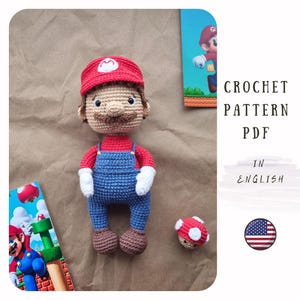 Crochet pattern | Super Plumber Man | Easy Amigurumi pattern | Video Game Crochet | Gamer crochet doll | PDF CROCHET PATTERN Plumber Hero