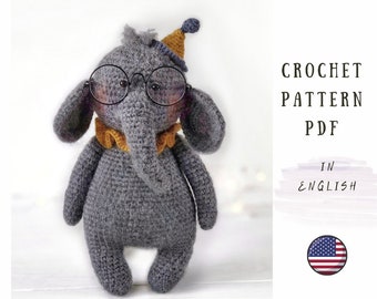 PDF Elefant Häkelanleitung, Amigurumi Elefanten Anleitung, Elefanten Häkelanleitung PDF in Englisch, Circus Elephant