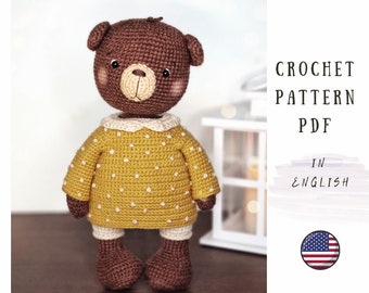 Patron au crochet pour ours mignon, patron ours au crochet, patron ours amigurumi PDF