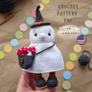 Crochet Halloween Ghost PATTERN, (Amigurumi tutorial PDF file in ENGLISH)