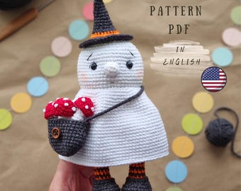Halloween Geist Häkelanleitung, (Amigurumi PDF-Datei in ENGLISCH)