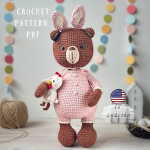 Virkmönster för nallebjörn - handledning för amigurumibjörn med kaninöron (PDF)