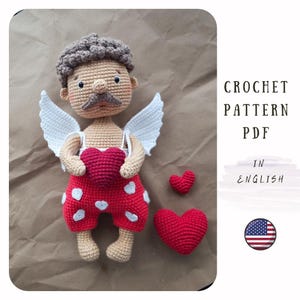 Valentine Crochet Pattern, Cupid crochet pattern PDF, crochet angel, Crochet Valentine pattern, Valentine&#39;s day, Valentine toy