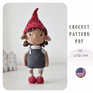 Crochet pattern for Elf the Doll, Crochet Gnome Pattern, Gnomish Doll Tutorial
