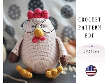 Amigurumi Crochet Pattern - Funny Chicken pattern PDF | English crochet hen pattern