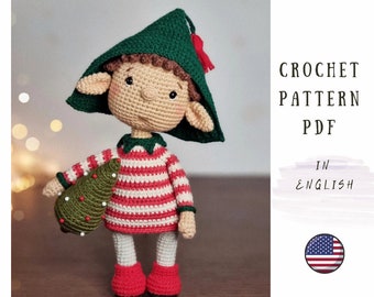 Crochet pattern for Elf the Doll, Crochet Elf Pattern, Christmas Santa’s Helper Tutorial