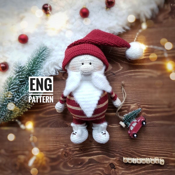 PDF Weihnachtsmann Häkelanleitung | ENGLISCH Häkelanleitung PDF | Weihnachten Amigurumi Muster | Gehäkelter Weihnachtsmann | Amigurumi Weihnachtsmann