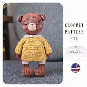 Schema all'uncinetto per un simpatico orso, schema all'uncinetto per un orso, schema PDF per un orso amigurumi