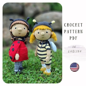 Crochet Doll Patterns: Ladybug and Bee Amigurumi (PDF Pattern)