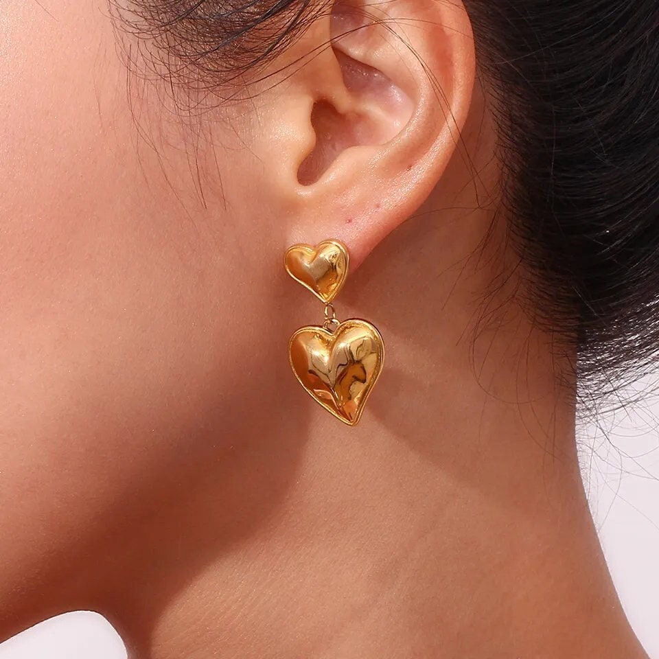 Louis Vuitton Rendez-Vous HUGE Dangle Heart Spike Stud Earrings *LIMITED*