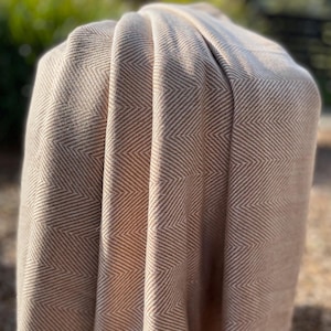 Beige Wool Sofa Blanket Throw | Soft Himalayan Wool | Warm Handloomed Nepali Throw for Sofa & Travel | Winter Cozy Wrap