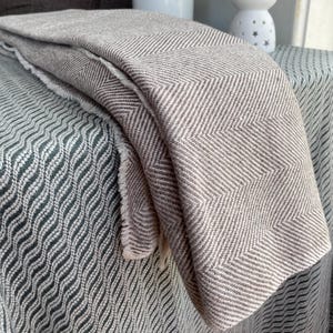 Brown Wool Sofa Blanket | Himalayan Wool Throw for Meditation, Travel & Home | Handloomed in Nepal | Soft and Warm Herringbone Wrap